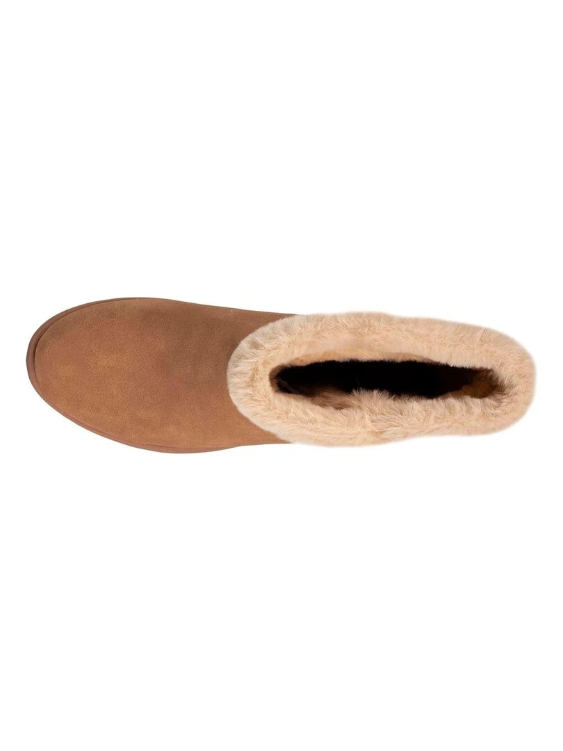 Bottines Femme fourrées avec revers Camel Marron