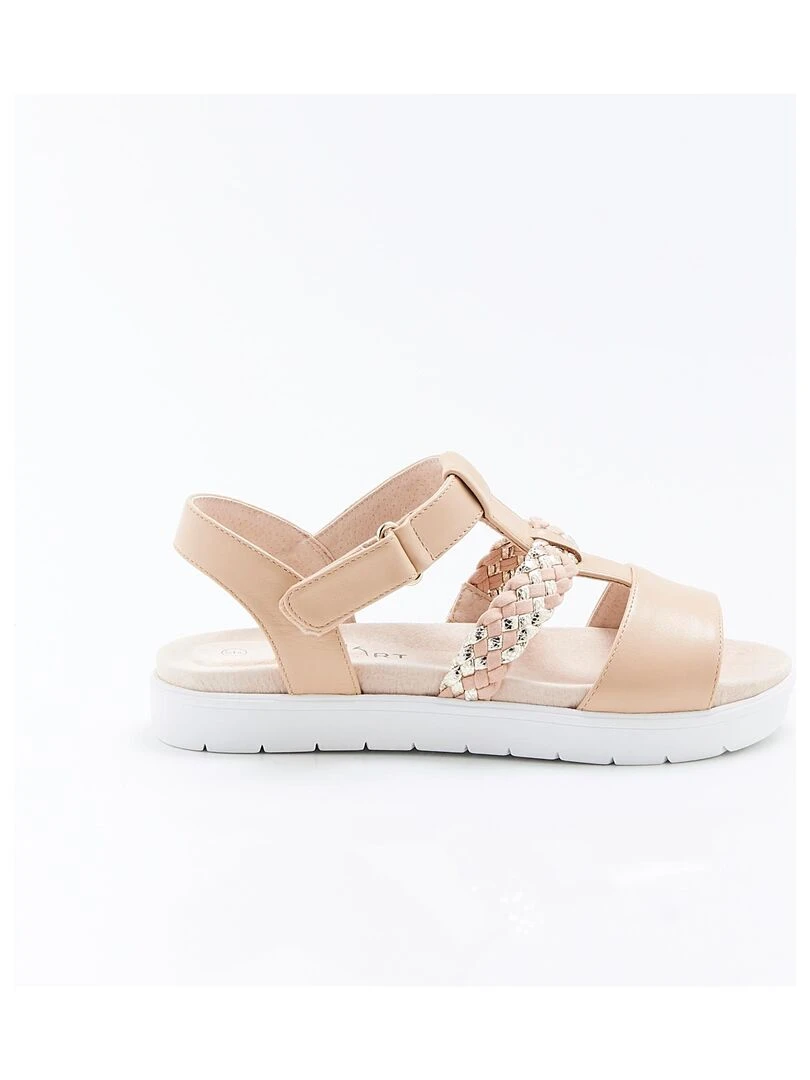 Sandales à brides tressées et lisses Amortyl   Damart   Rose