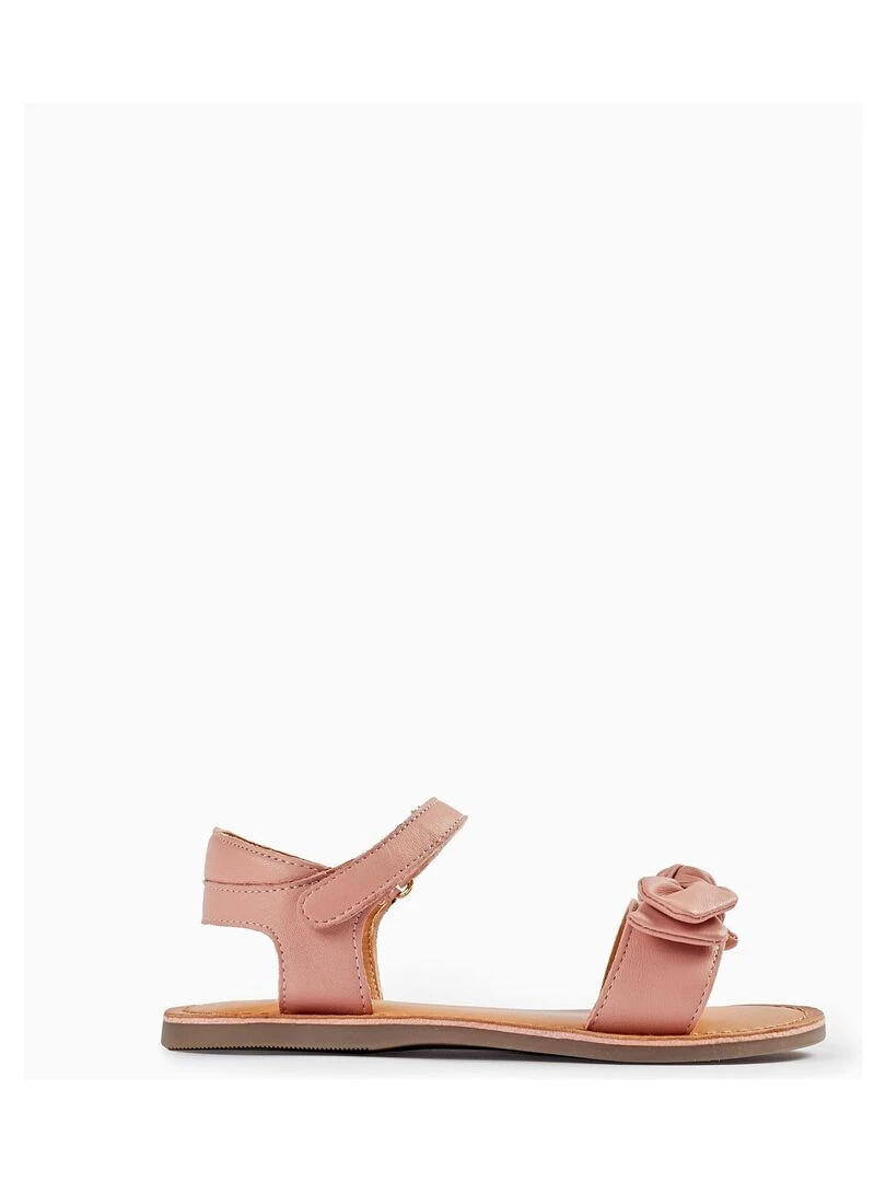Sandales en cuir avec nœud pour fille LETS PARTY Rose clair