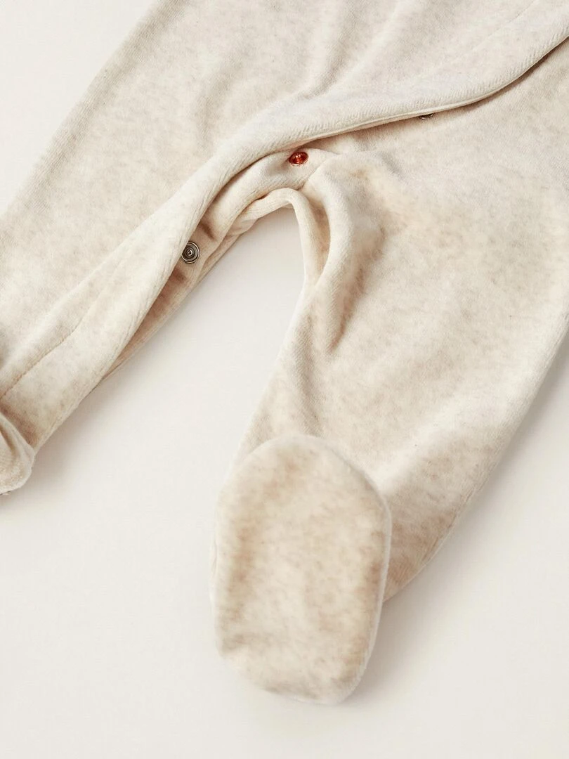 Grenouillère en velours avec volants pour bébé fille  WELCOME HOME   Beige clair