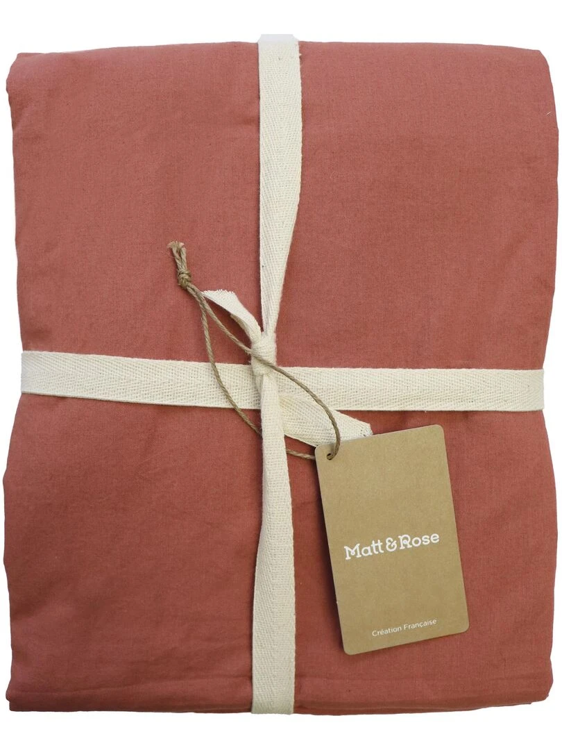 Housse de couette unie en coton  COTON LAVÉ   Rouge brique