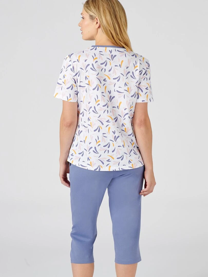 Pyjacourt en pur coton peigné   Damart   Bleu