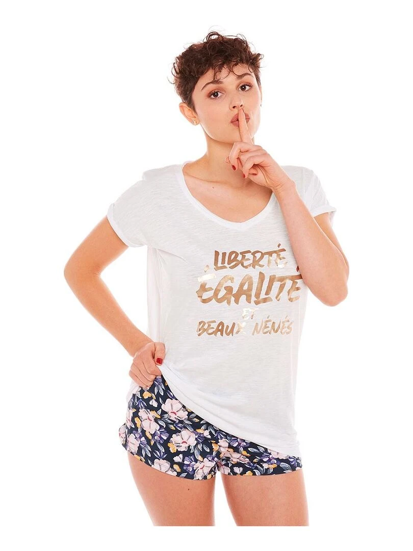 T shirt BEAUX NENES Pomm'Poire Blanc