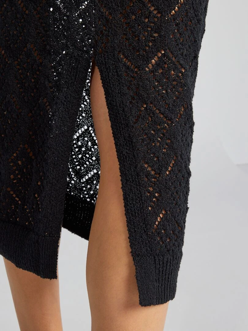 Jupe midi en tricot   noir