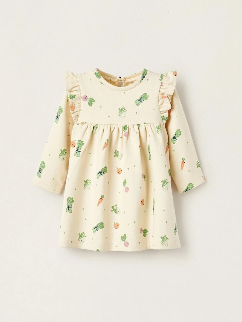 Robe à manches longues pour bébé fille 'Légumes' manches longues NATURE TAKEOVER Beige clair