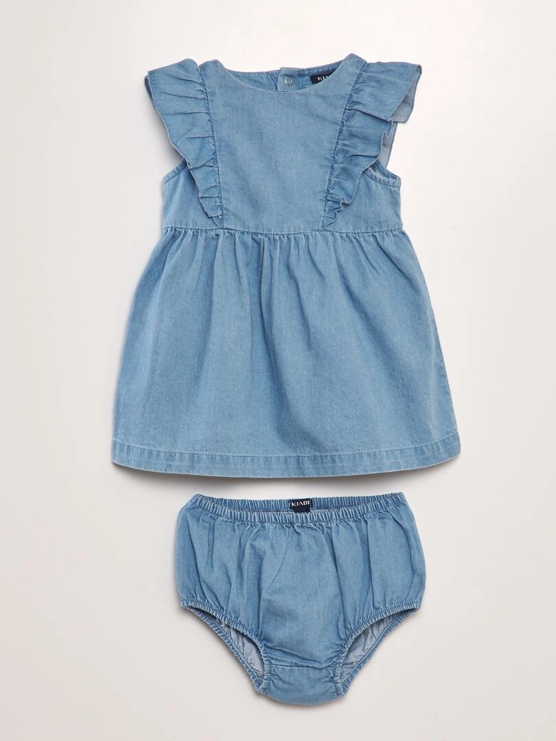 Robe en denim + culotte 2 pièces Bleu