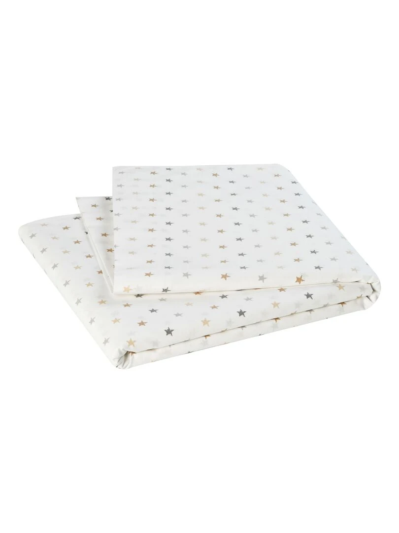 Drap plat pour lit bébé 100% coton Bio 'P'tit Basile' Multicolore