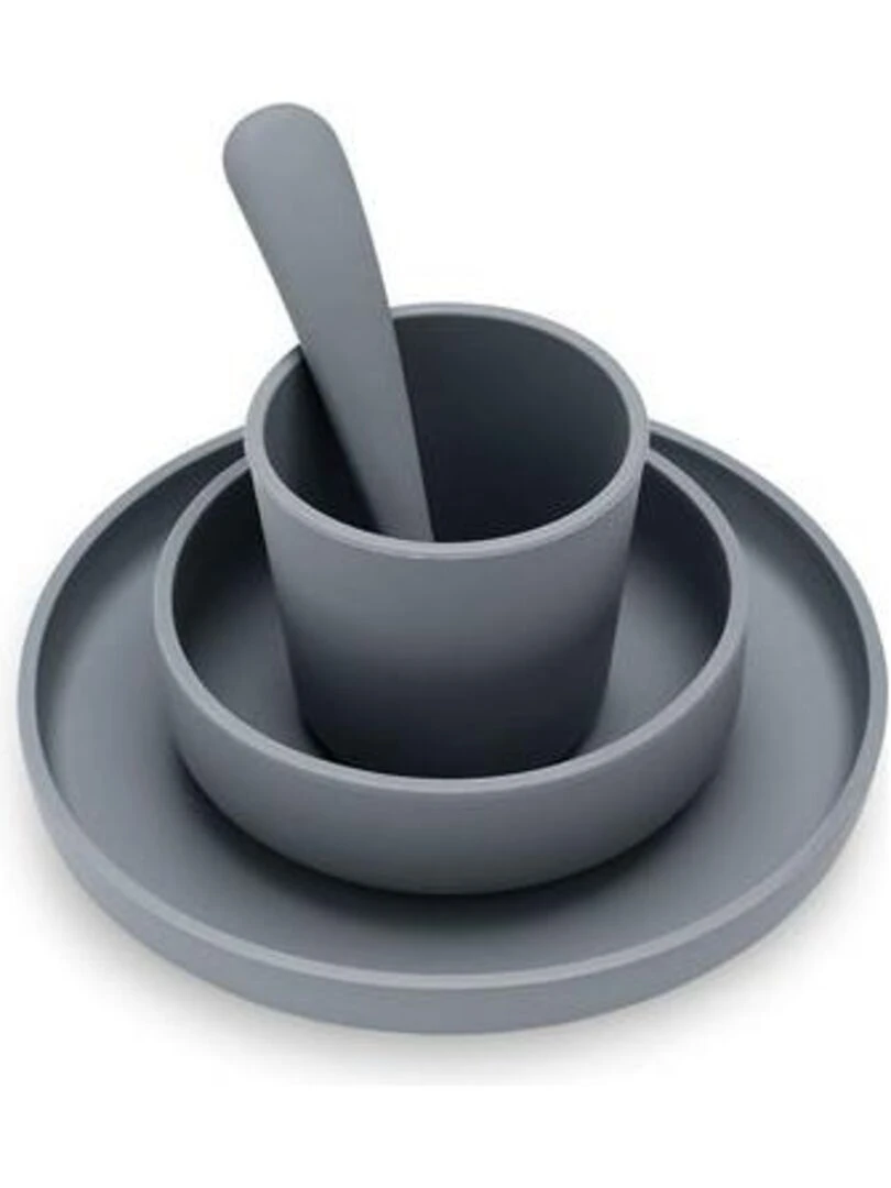 Coffret de table bébé Silicone Gris Tempête (4pcs) Jollein Gris