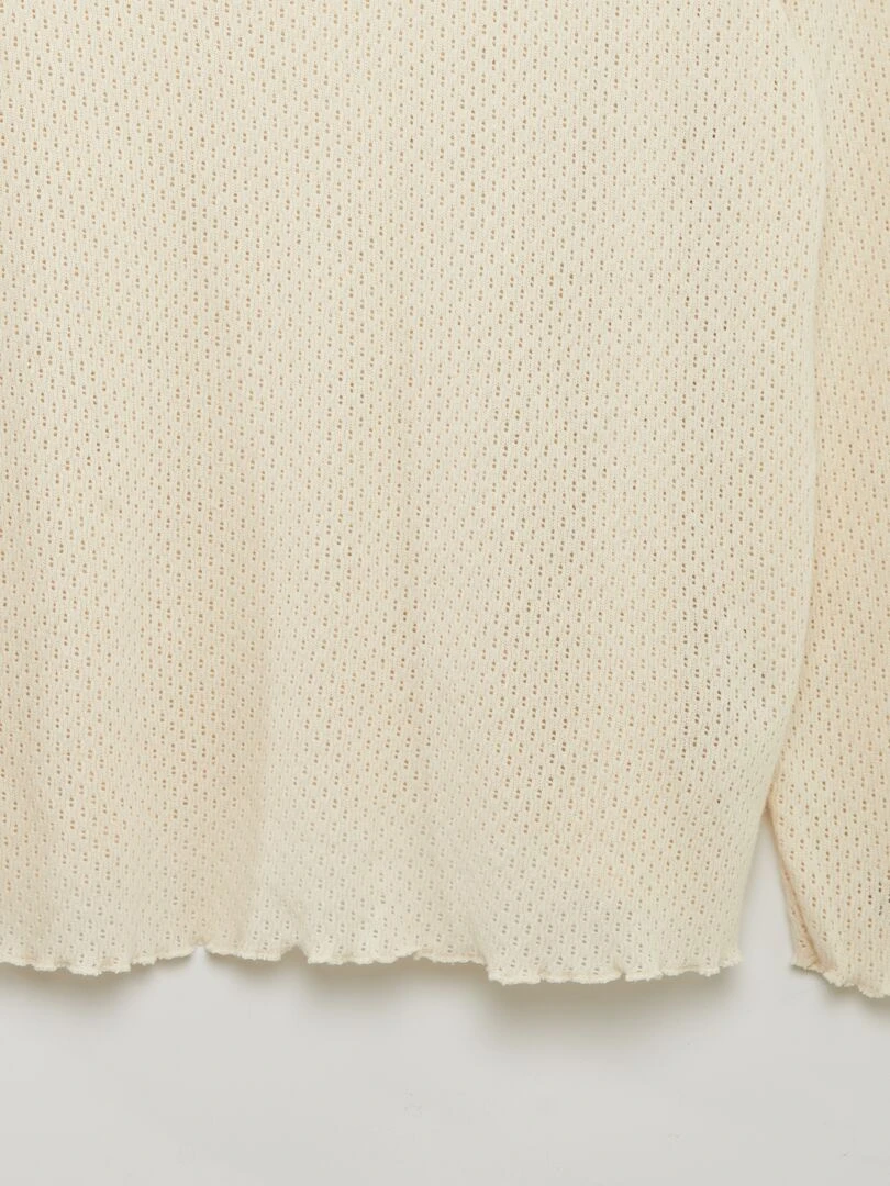 T shirt en maille ajourée Beige