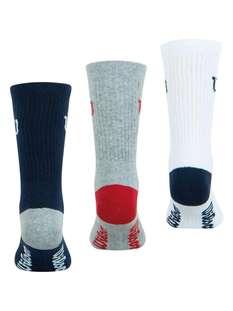 LOT DE 3 PAIRES DE CHAUSSETTES WILSON BLANC BLEU GRIS   Bleu