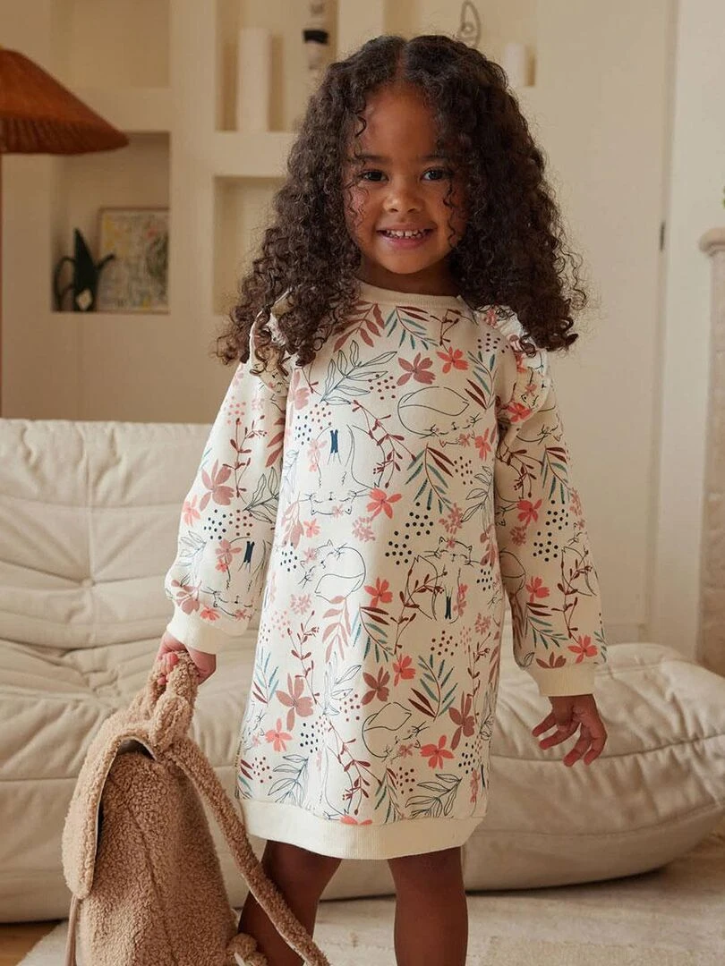 Robe bébé en molleton Rosa   Ecru