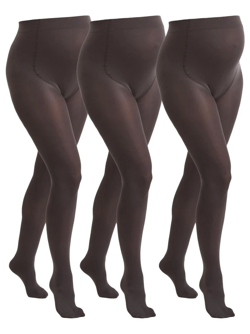 3 Pack Collants de grossesse opaques confortables 60den Gris