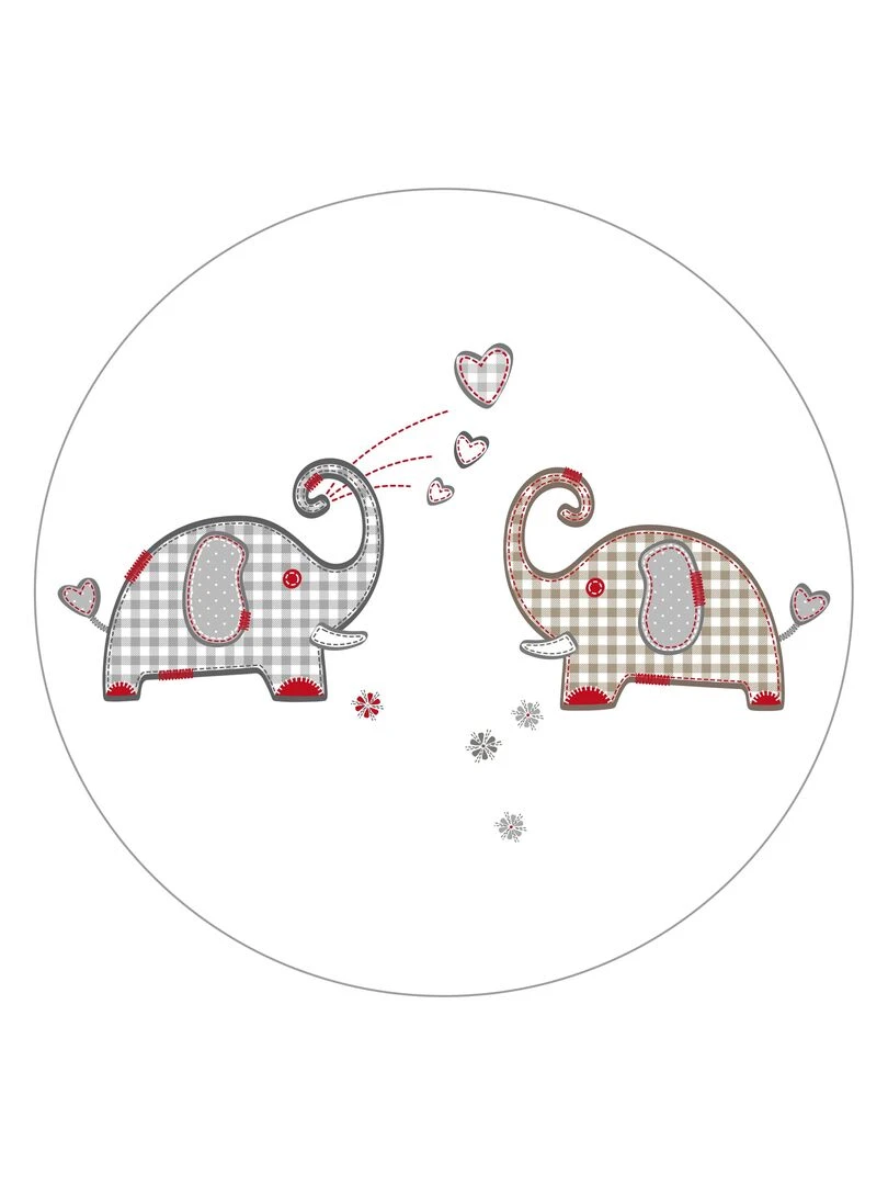 Tapis de parc universel avec bords   imprimé éléphants   'ROBA' Jumbotwins   Gris Bordeaux Blanc