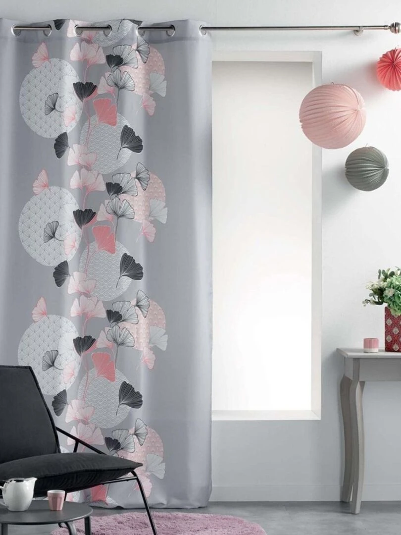 Rideau à œillets 140x260 Eden blush gris Rose