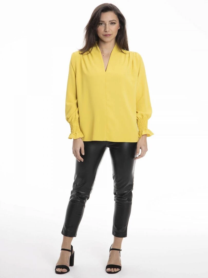 Chemise col mao CATHY   Gérard Pasquier   Jaune