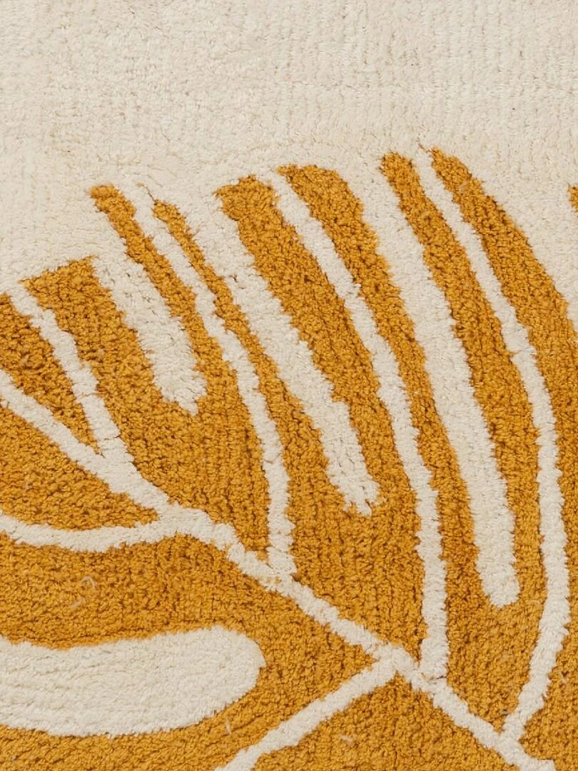 Guy Levasseur   Tapis en coton fantaisie blanc et jaune blanc   Blanc