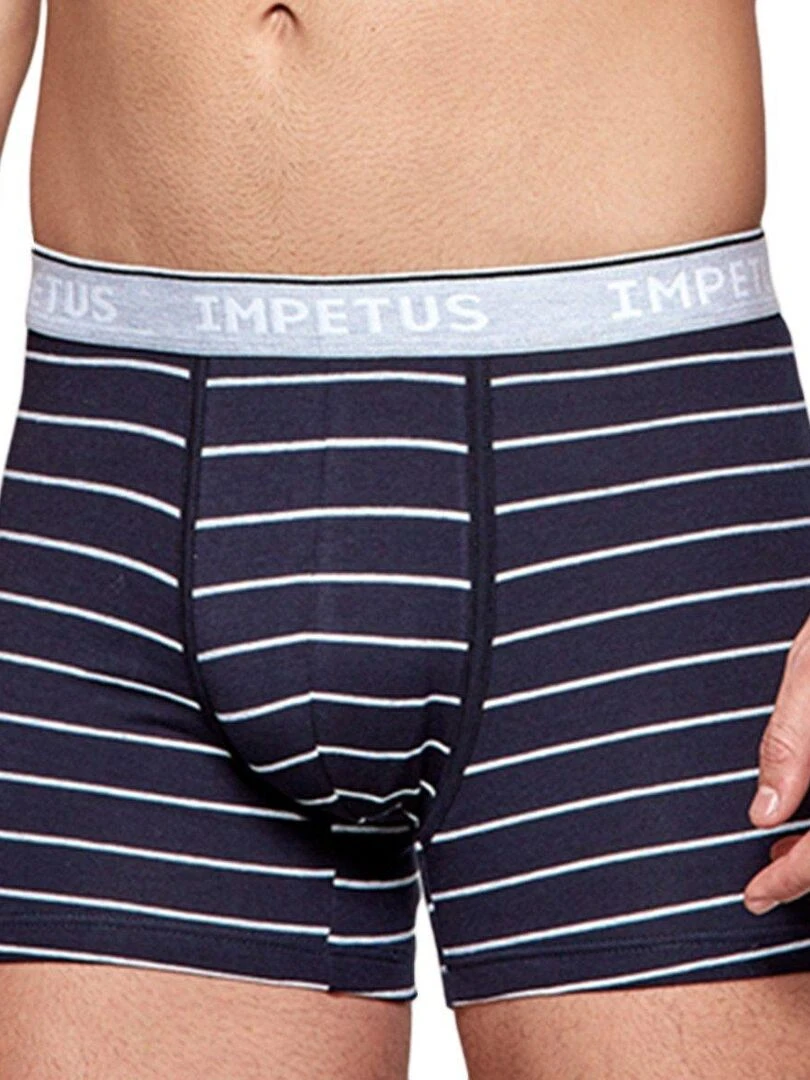 Boxer rayé en coton bio Cotton Organic Bleu