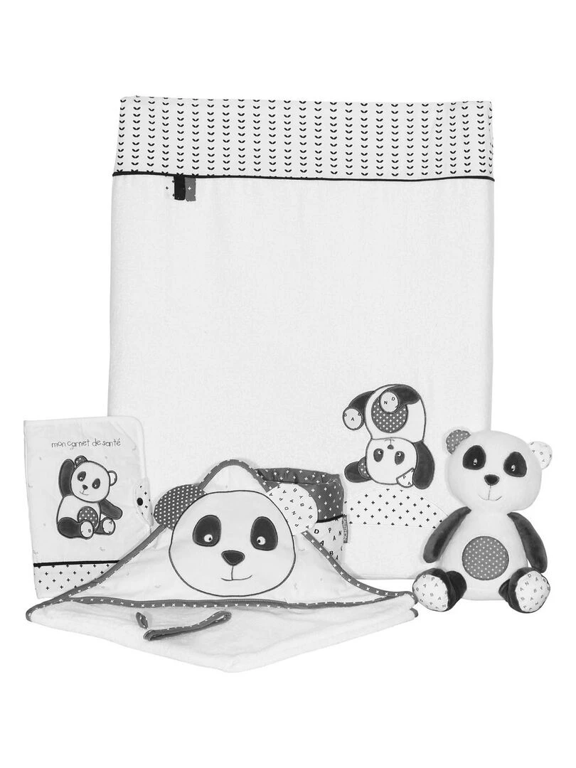 Cape de bain + gant panda Chao Chao (75 x 75 cm)   Gris