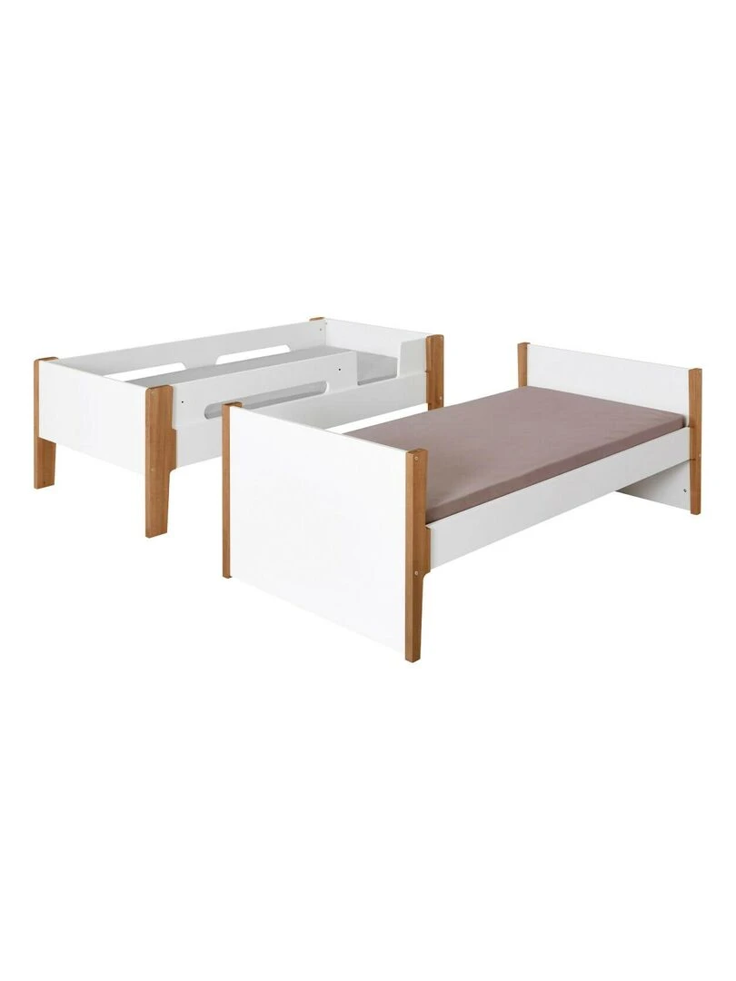 Lit superposé modulable gigogne Romy   AKITEN RETAIL   Blanc Marron