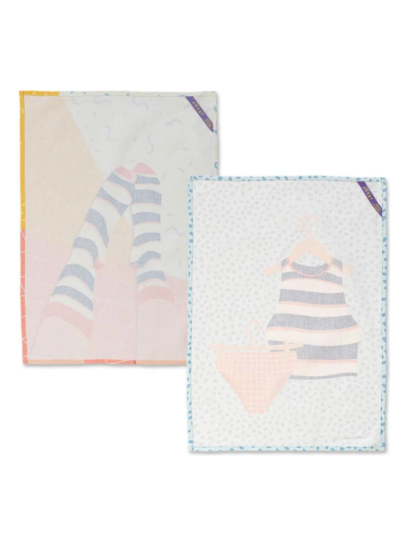 Torchon (2 pièces) Hole sock "Happyfriday"   Blanc
