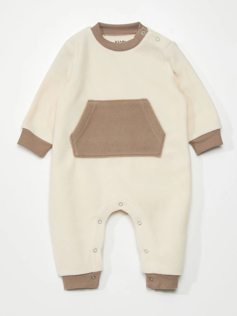 Pyjama bicolore en polaire avec poche kangourou Beige/gris