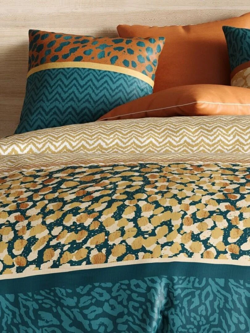 Housse de couette Fauve + taie(s) 100% coton 57 fils Bleu