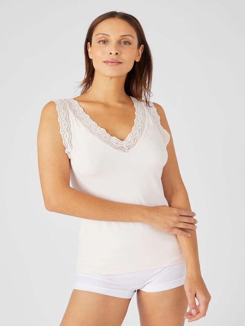 Débardeur dentelle Climatyl Damart Rose