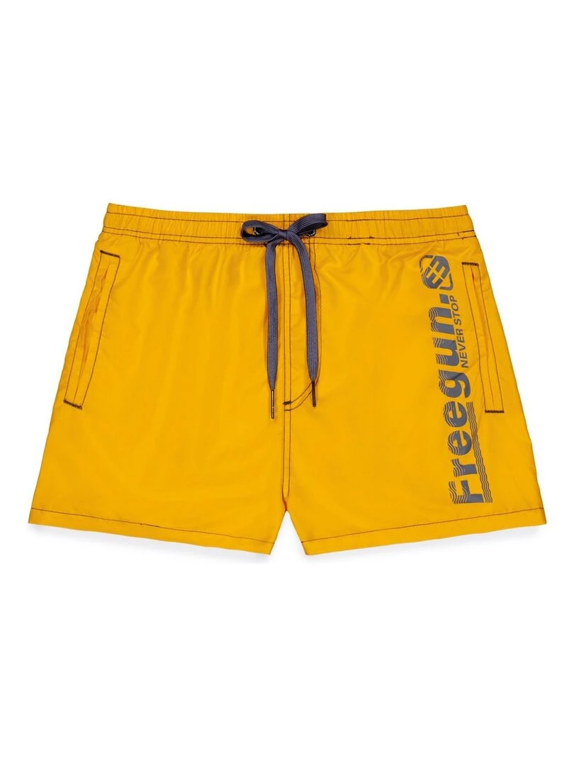 Boardshort court garçon avec ceinture demi élastiquée Freegun Orange