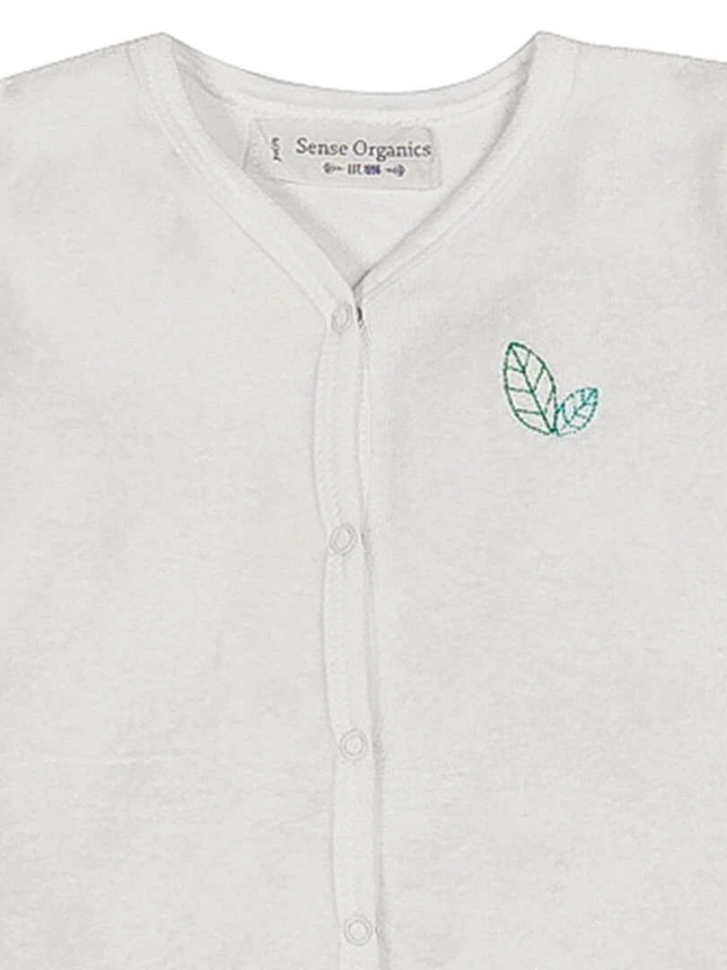Pyjama Bébé en Coton Bio Blanc Blanc