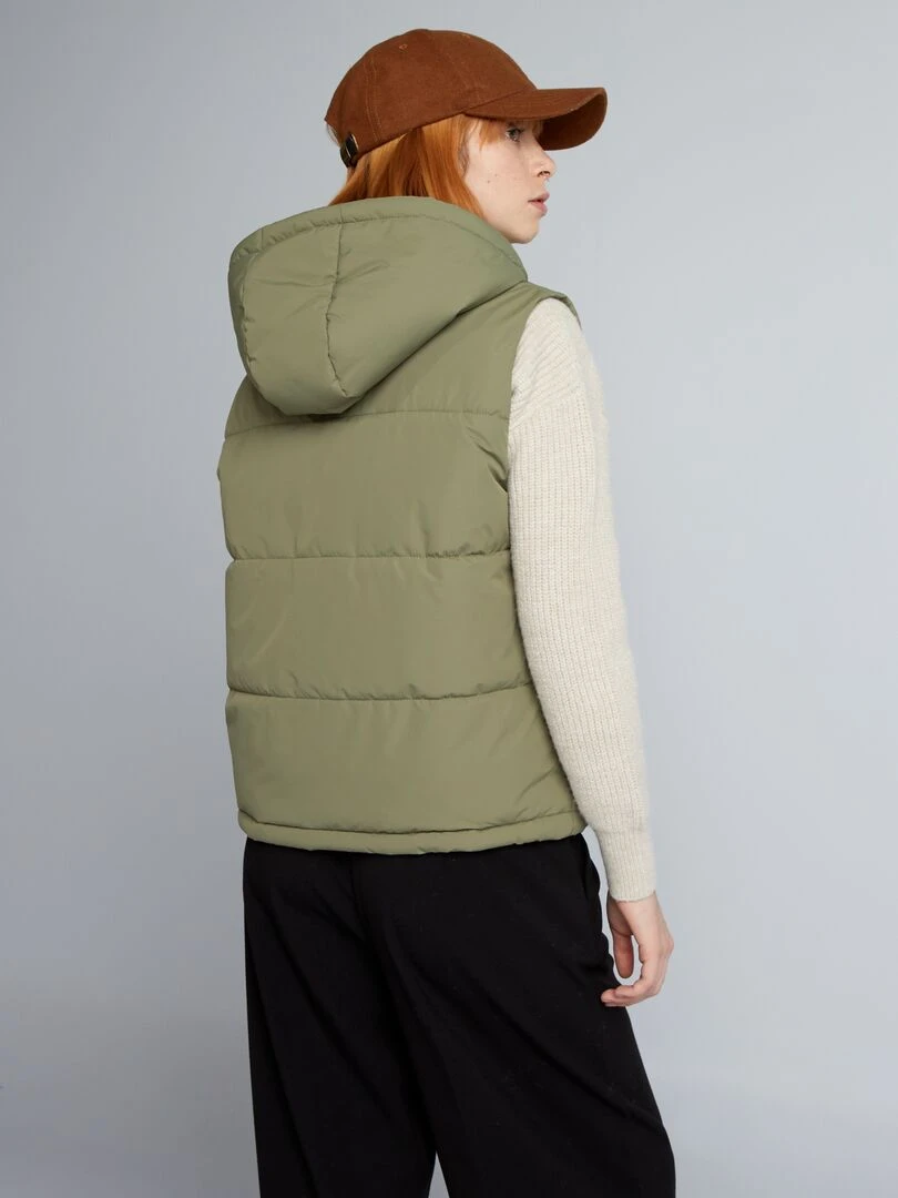 Doudoune matelassée sans manches avec capuche   Vert