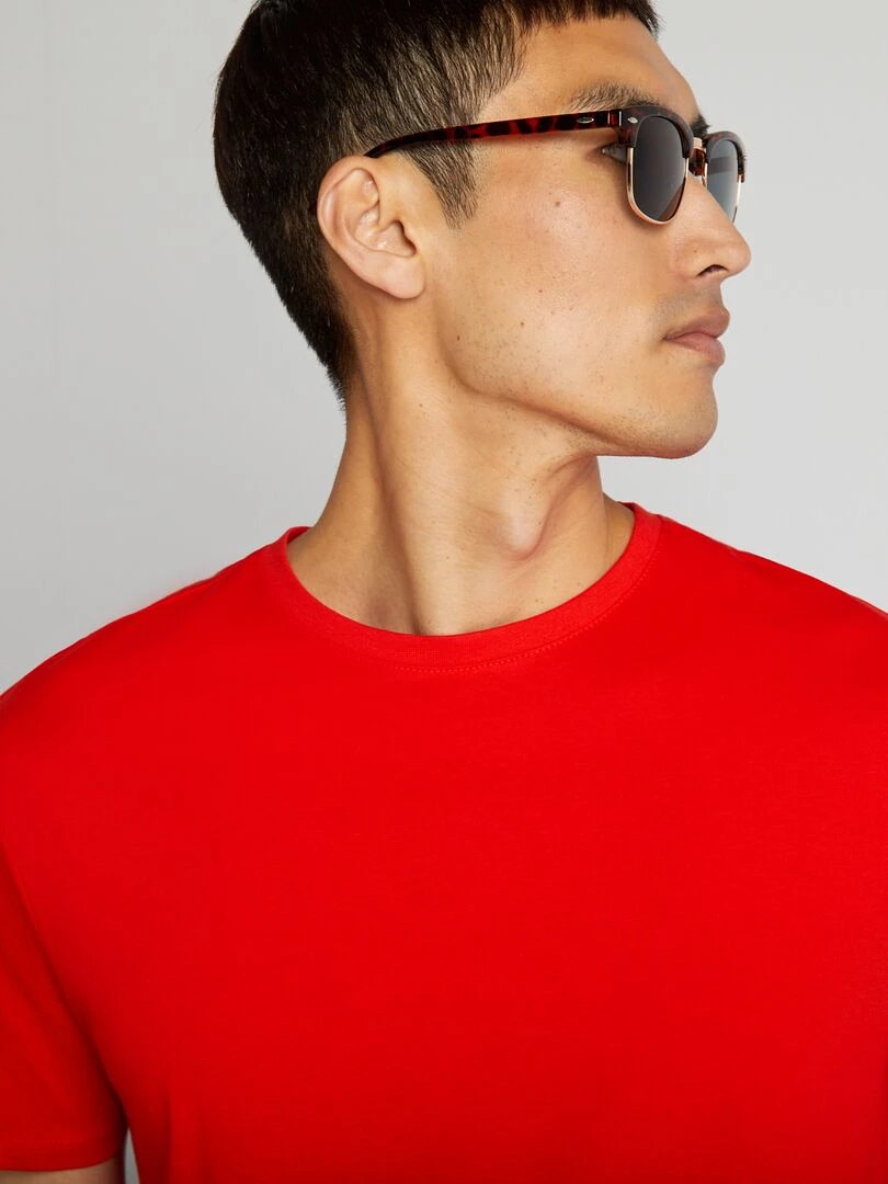 T shirt droit en jersey uni   Rouge