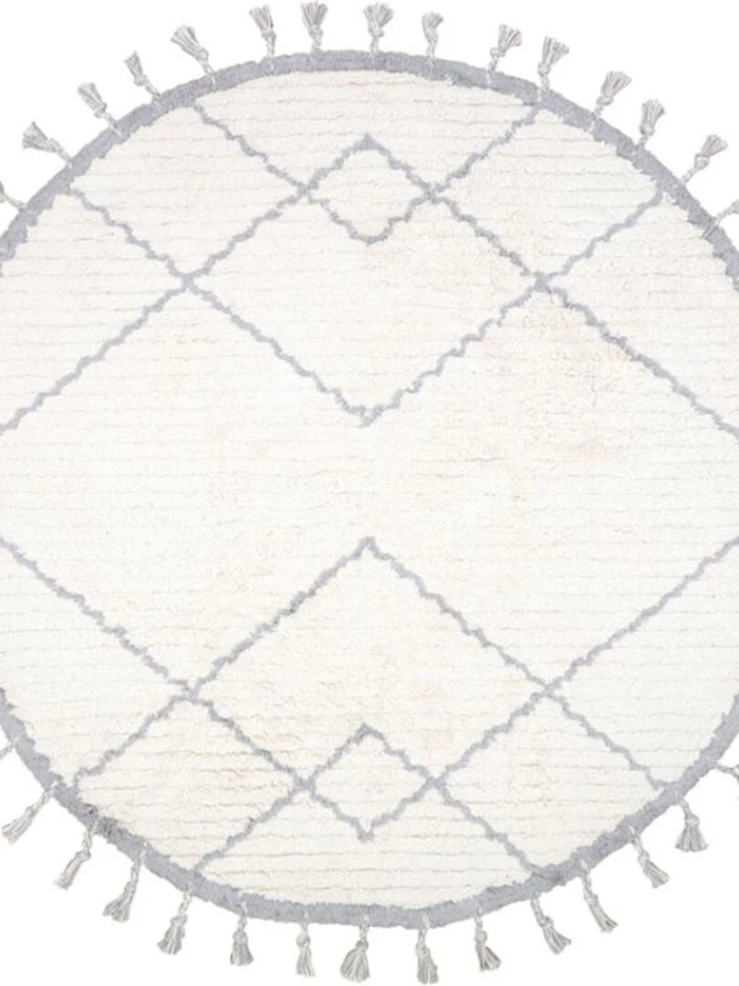 Tapis Lavable Rond Côme Écru Et Gris (120 Cm) Gris