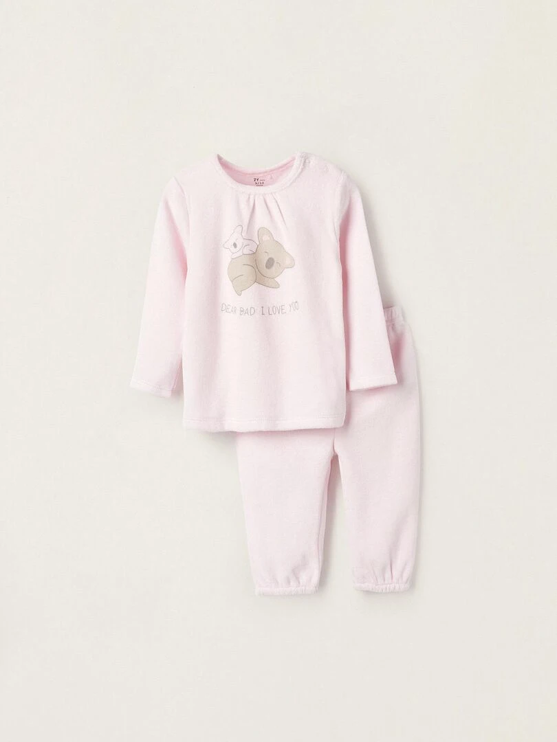 Pyjama en velours pour bébé fille 'Dear Dad' LITTLE LOVE NOTES Rose clair