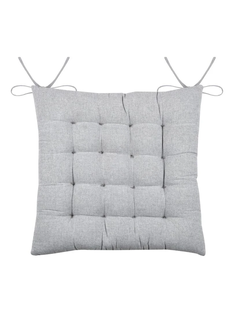 Galette de chaise fleurie en coton recyclé Blanc