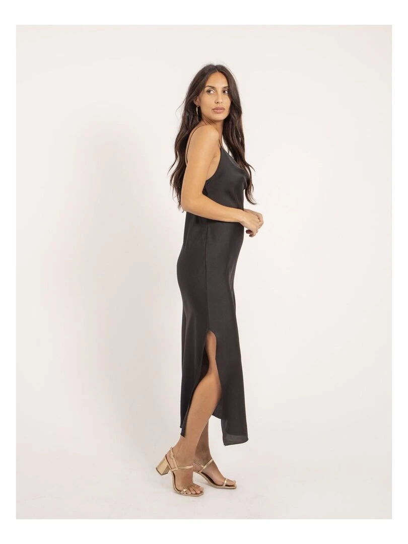 Robe longue satin ISAURIE   Noir