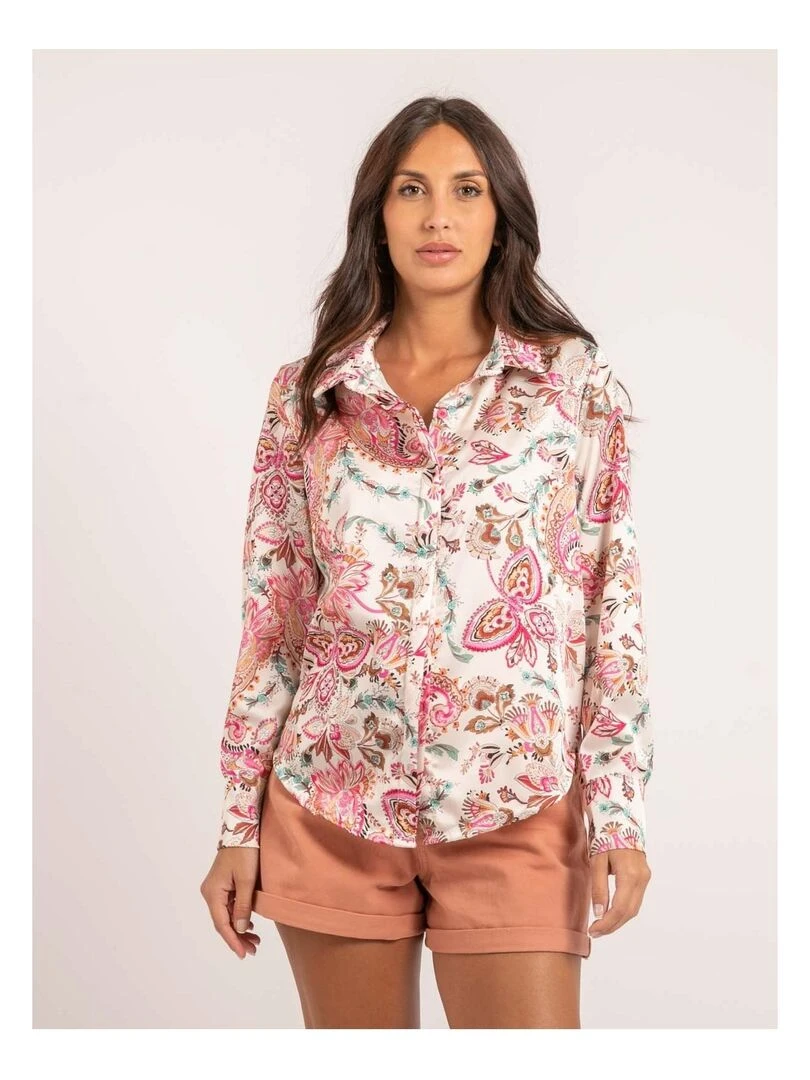 Chemise motifs OLIANE Rose