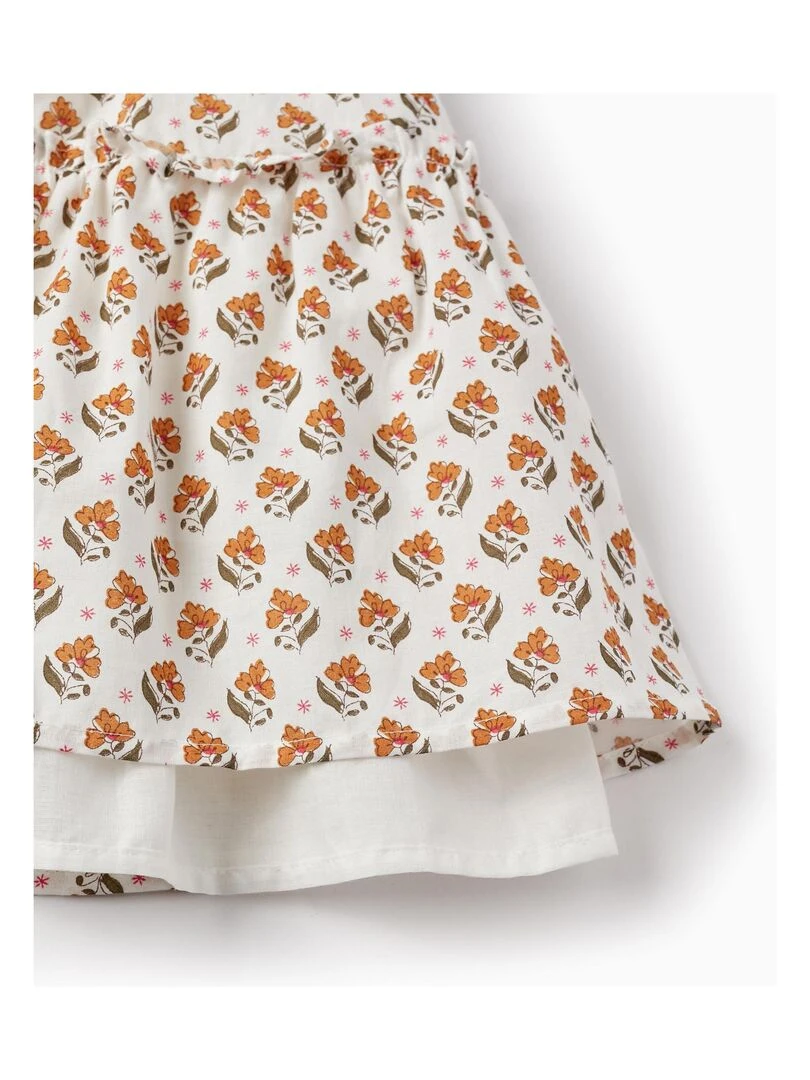 Jupe En Coton À Motif Floral Pour Fille   Blanc