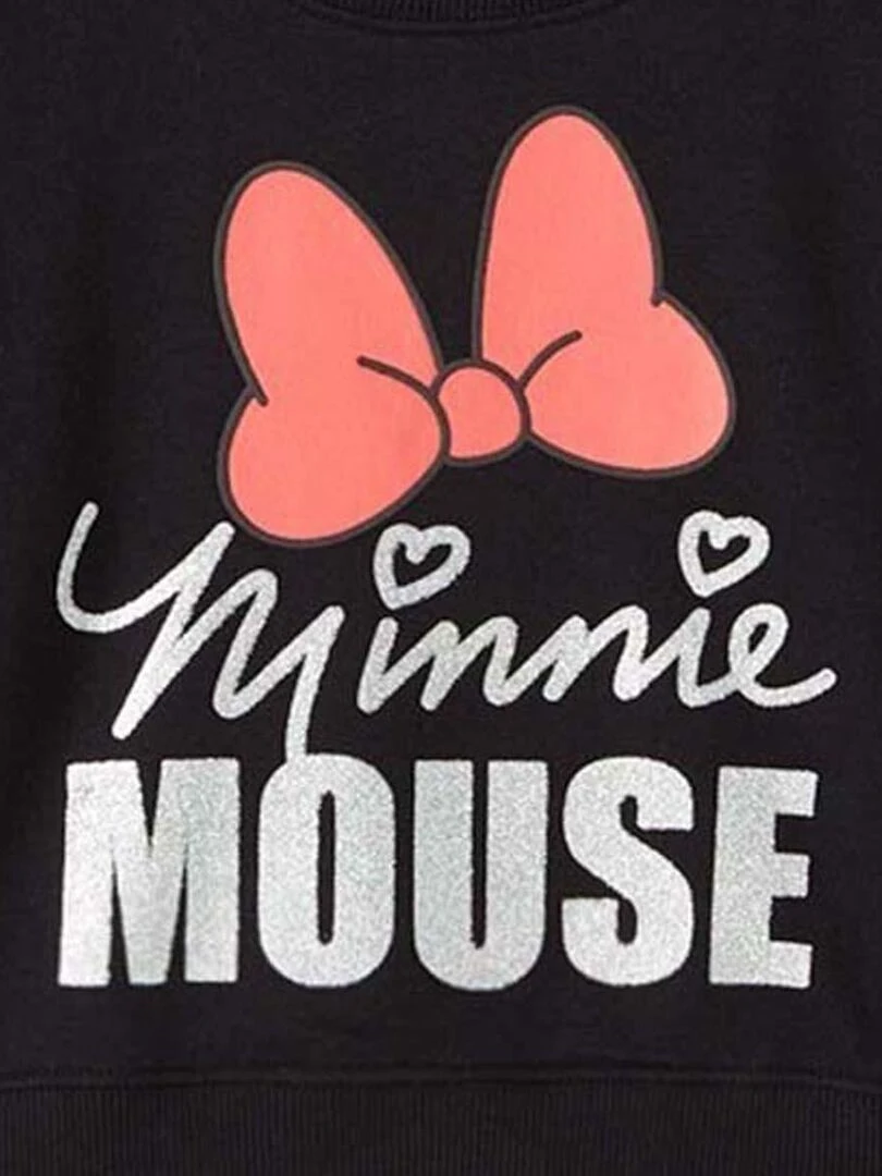 Disney   Sweat fille imprimé Mickey en coton   Noir