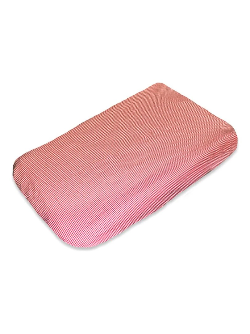 Housse de Matelas à Langer en Coton Bio Vichy Orange