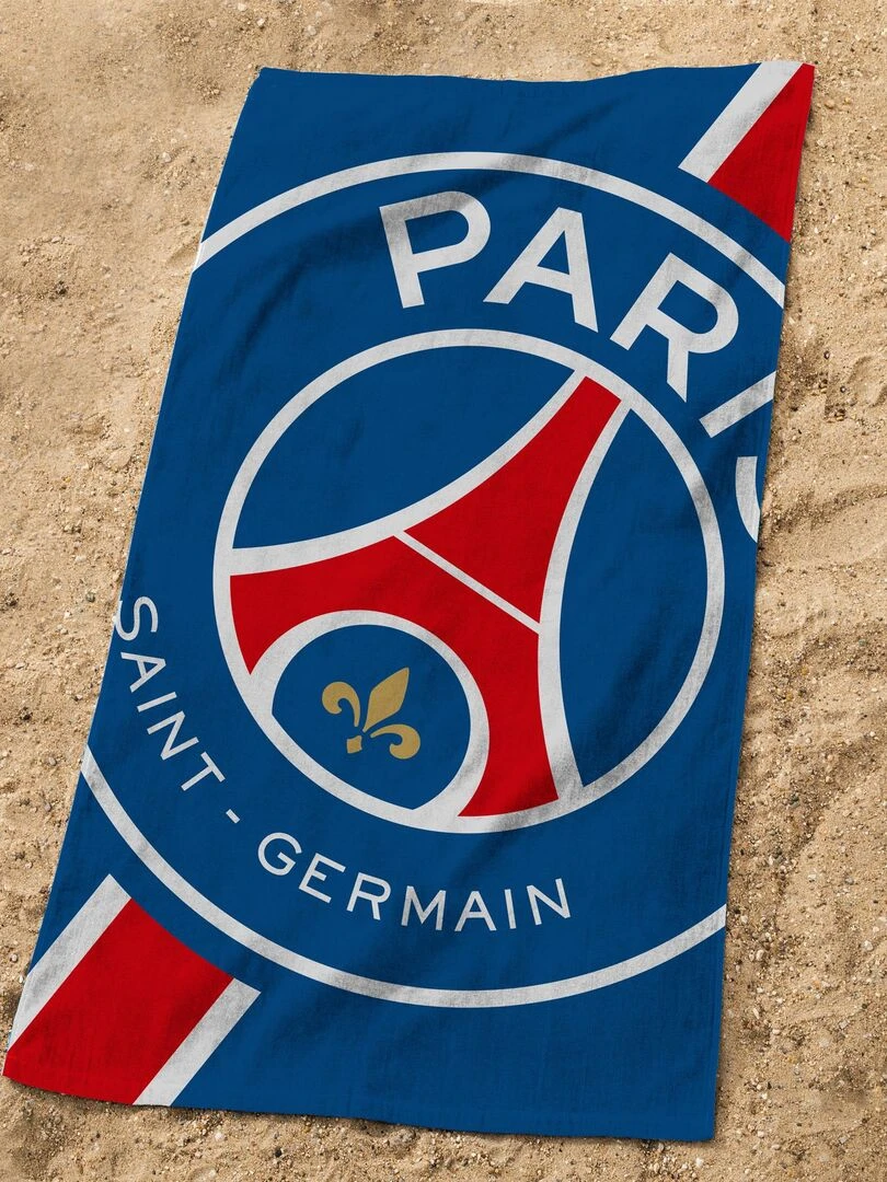 Drap de plage imprimé 100% coton PSG CROPPED Bleu