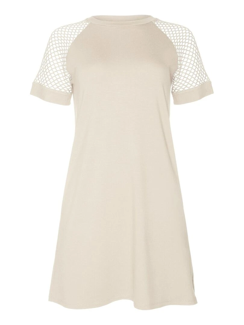 Robe de plage manches courtes Ibiza   Ecru