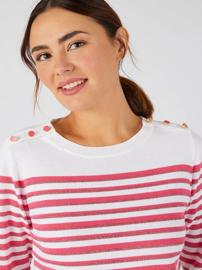 Marinière rayures brillantes Damart Rose framboise