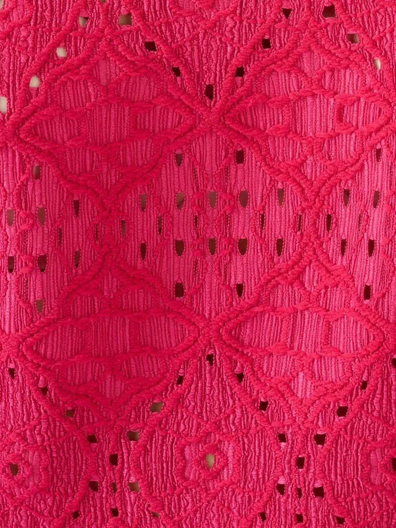 Tee shirt en maille ajourée effet dentelle   Damart   Rouge cerise