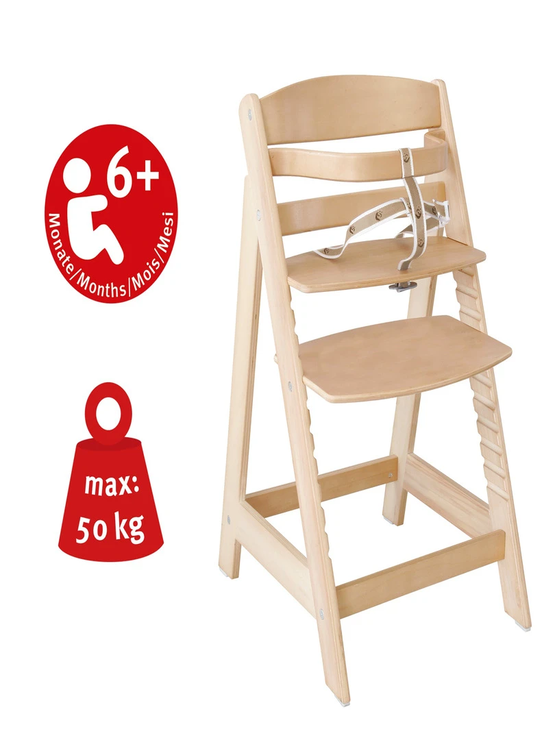 ROBA Chaise Haute Évolutive "Sit Up III"   En Bois Véritable   À Partir De 6 Mois   Beige