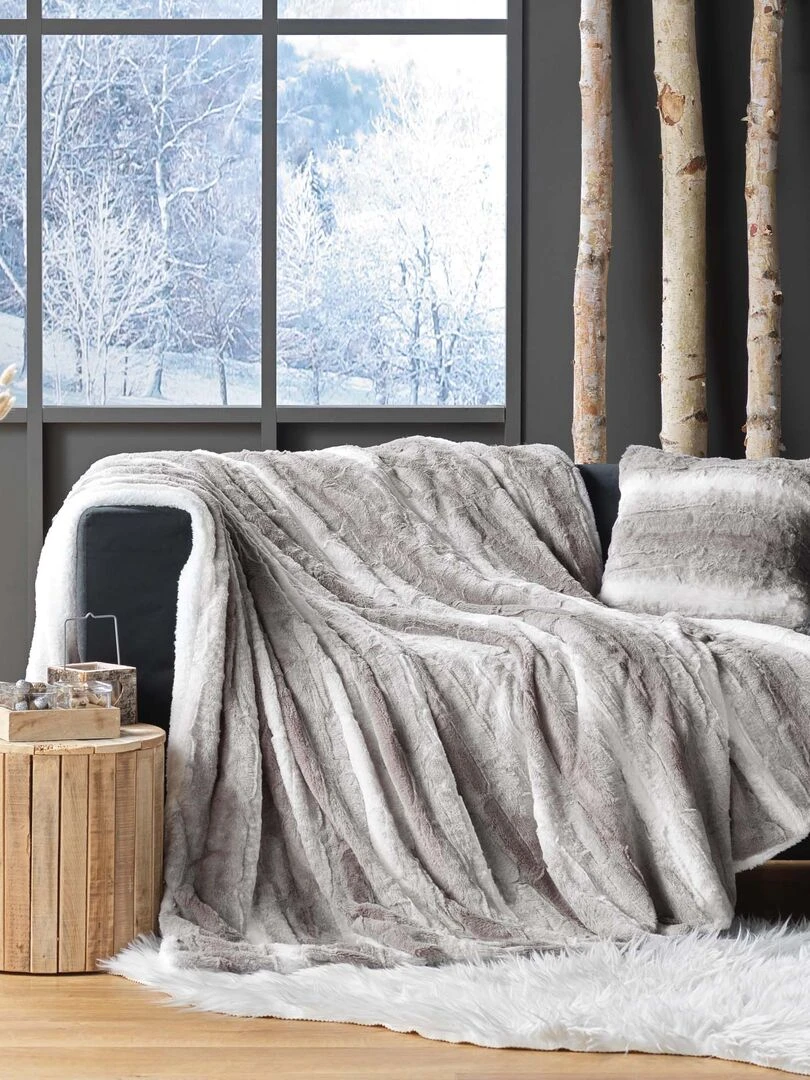 Housse de Coussin imitation fourrure Sven   Beige