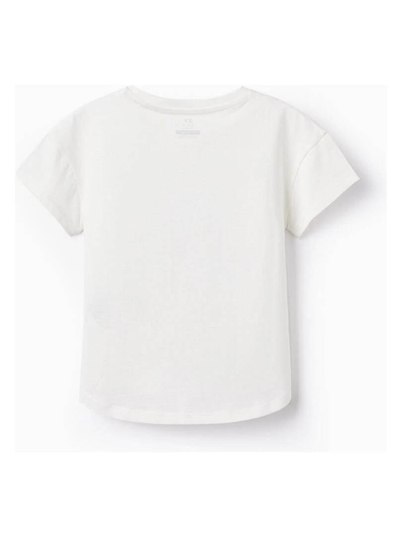 Débardeur en coton pour fille 'Cha Cha Cha' manches courtes Blanc