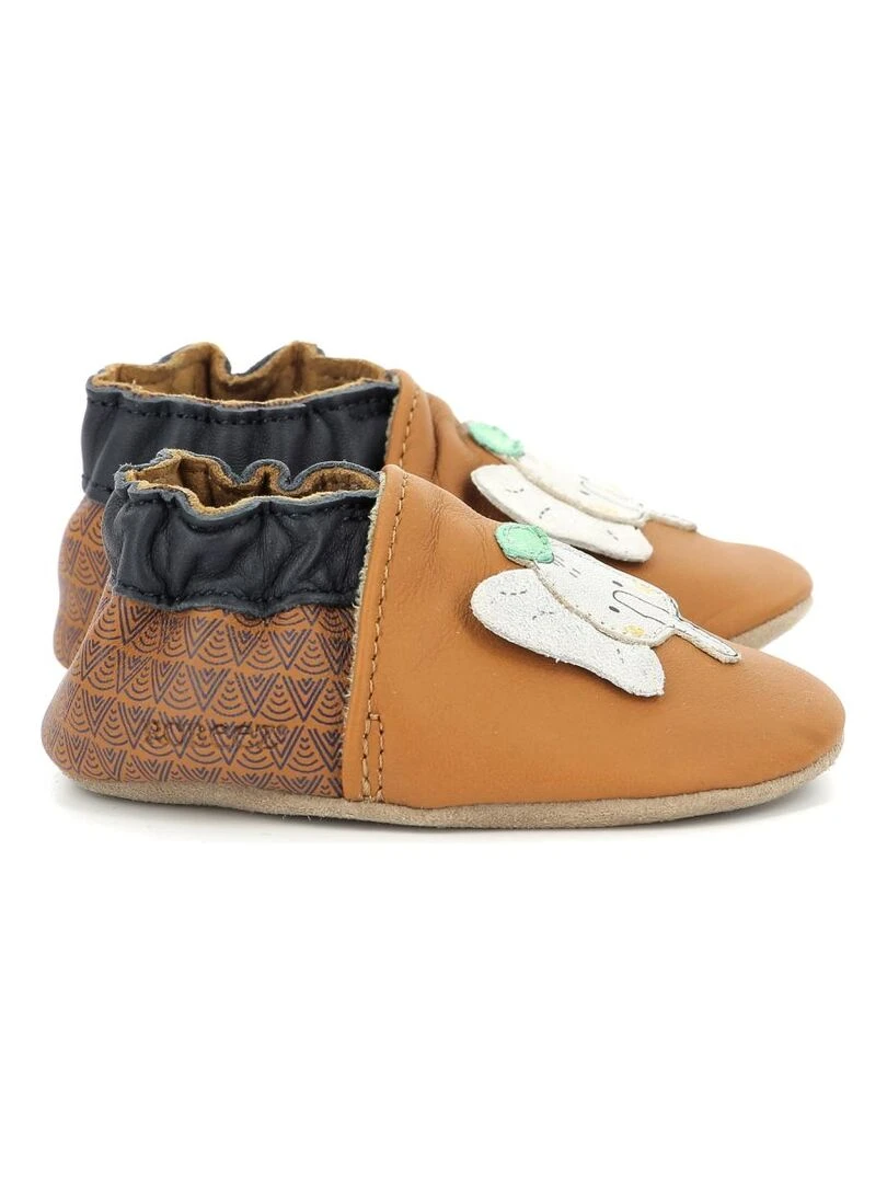 Chaussons Cuir Elefant Jungle Marron