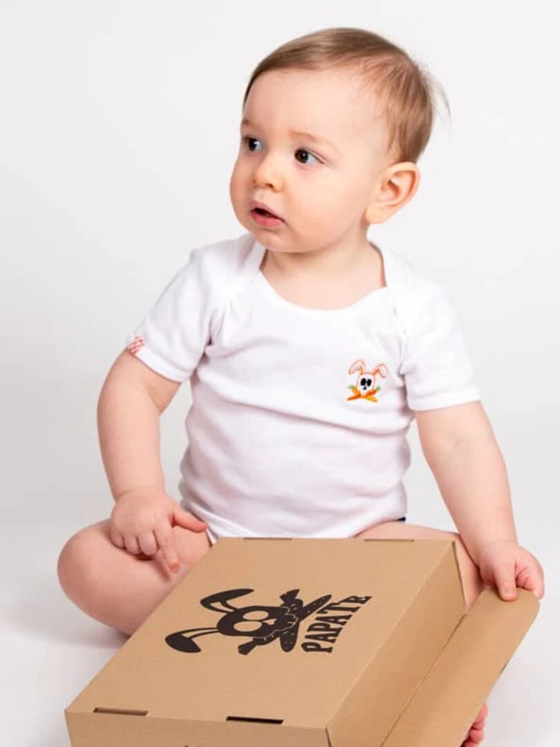 Body En Coton Bio Fuzzy Blanc 6 Mois   Blanc