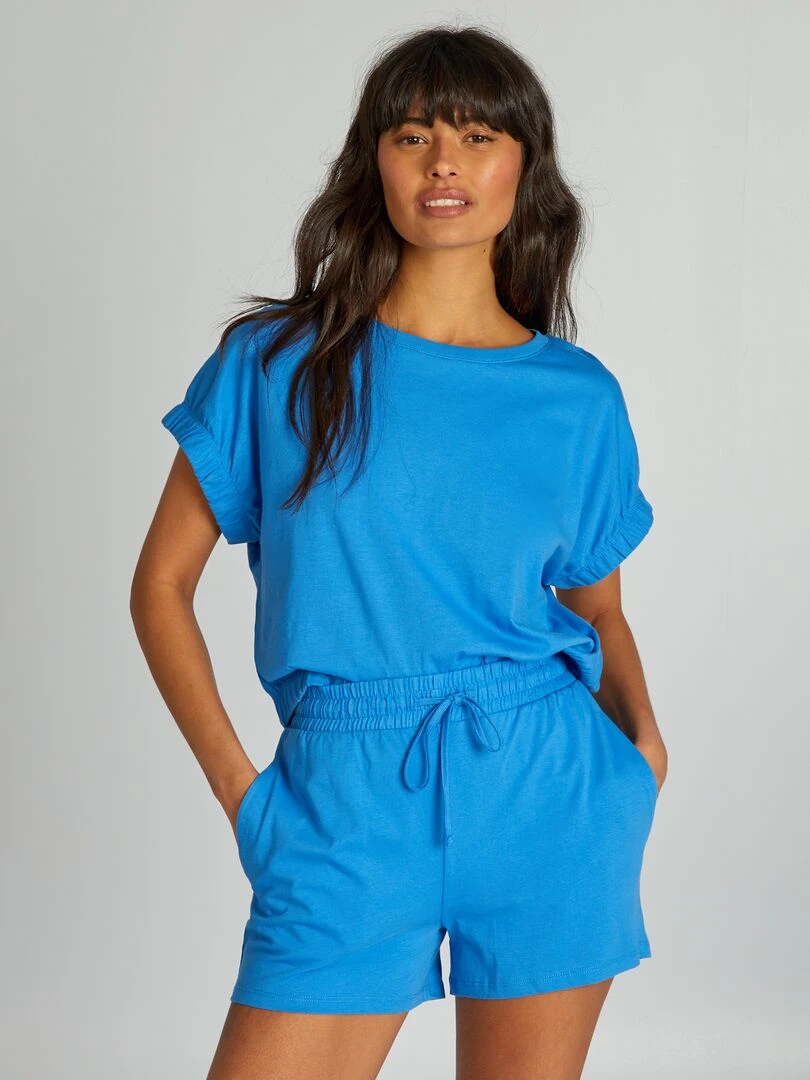 Ensemble pyjama short 2 pièces Bleu