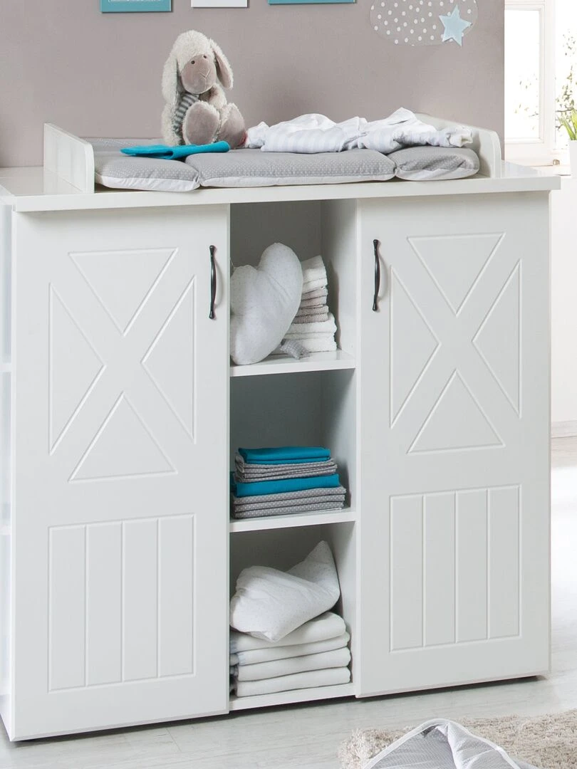 ROBA Commode à Langer "Constantin" – avec Plan à Langer Amovible – Style Maison de Campagne – Blanc Blanc